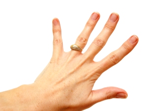Woman hand with gold ring